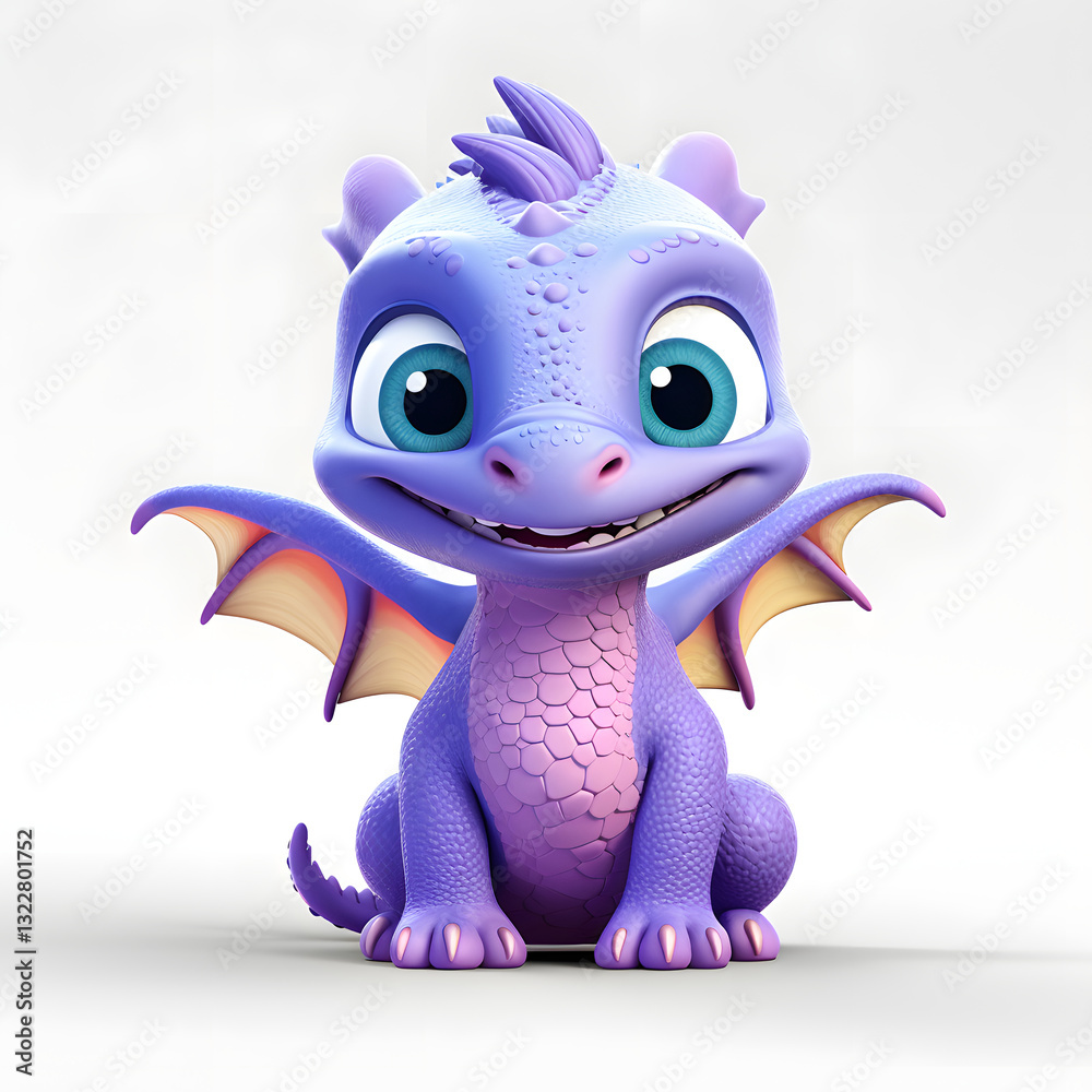 Fototapeta premium Digital technology 3D cute dragon icon