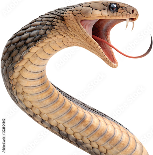 The cobra snake, a highly venomous species, is famous for its distinctive hood and posture. 