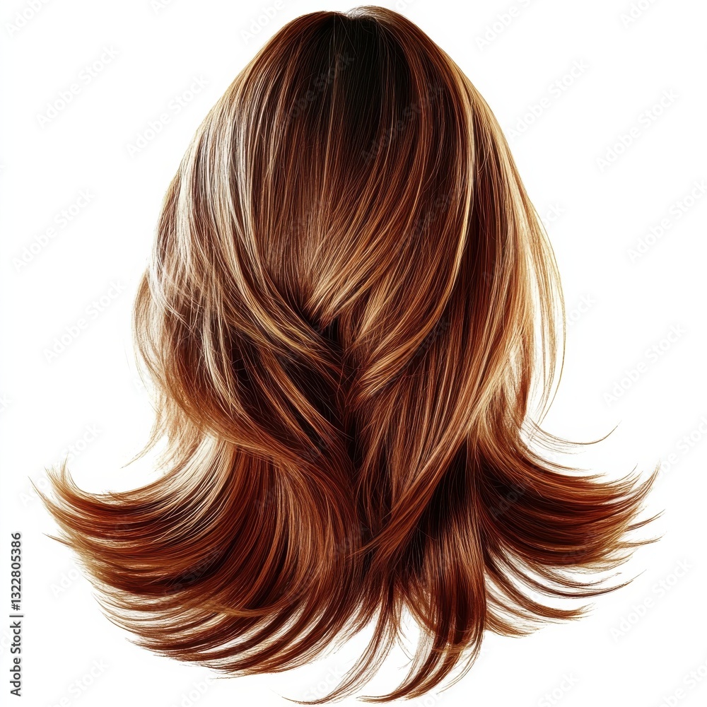 Naklejka premium Layered Hairstyle with Textured Tips for Added Volume and Style