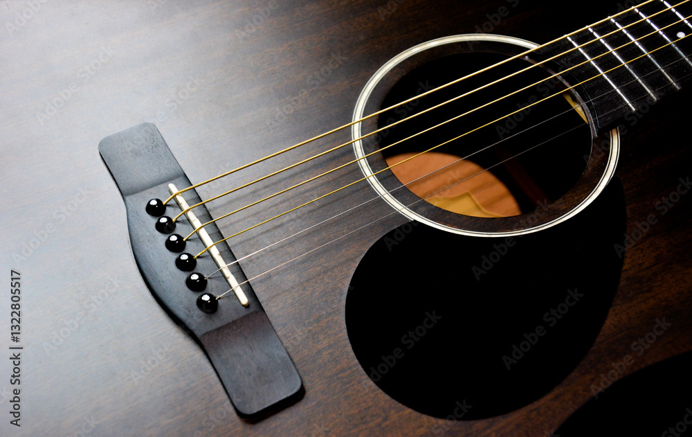 Fototapeta premium acoustic guitar on black background