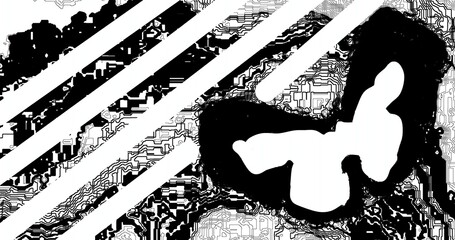 Fototapete Schmetterlinge im Grunge Musik Hintergrund mit Schmetterling  © lex