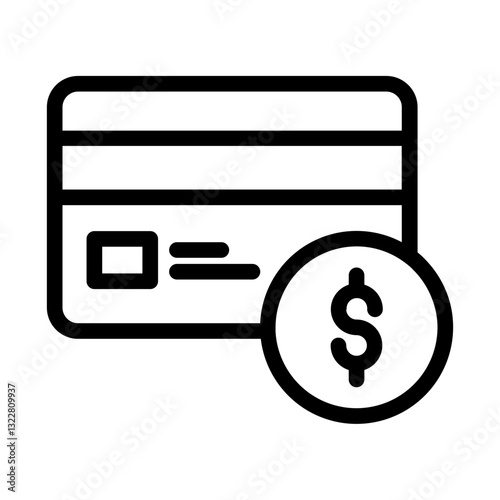   credit  card  dollar  payment  finance  money  banking  transaction  purchase  loan  balance Line Icon