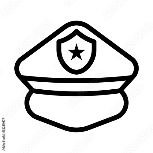   hat  police  uniform  authority  law  enforcement  officer  security  badge  cap Line Icon