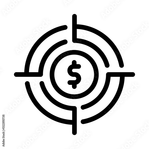   target  dollar  goal  finance  money  achievement  economy  objective  investment  wealth Line Icon