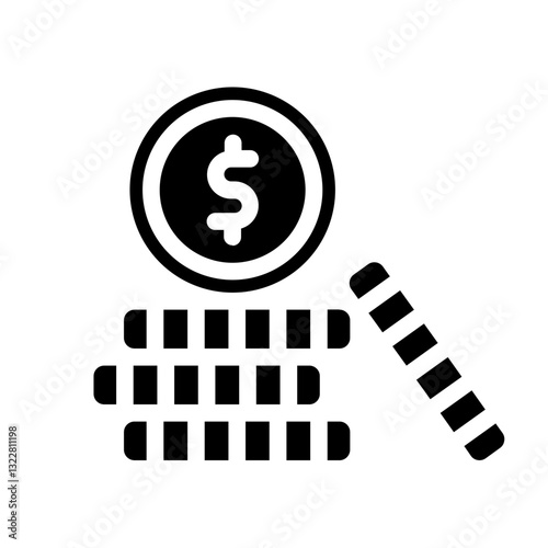   stack  coins  money  currency  finance  savings  wealth  banking  investment  economy Solid icon