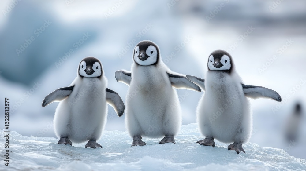Obraz premium penguins living on edge of an iceberg in Antarctica demonstrate resilience, camaraderie, and a strong sense of survival and unity in harsh and icy environment