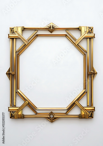 vintage Golden Antique Picture Frame designed as a decorative border for a blank picture on white background