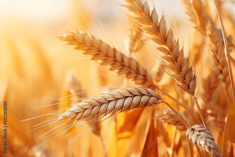 Naklejka premium wheat field. golden wheat field and sunny day.