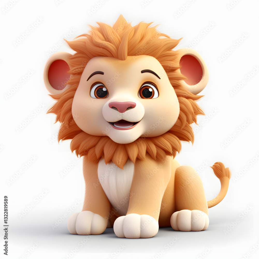 Fototapeta premium Digital technology 3D cute lion icon