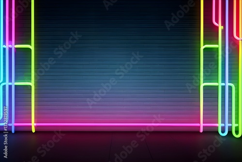 abstract colorful neon lights on wall background