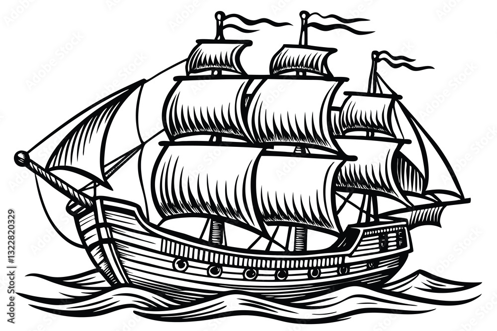 Naklejka premium Ship Vector Ship Logo Design Pirate Ship Vector