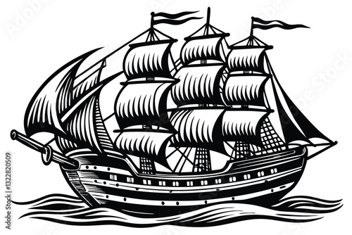 Ship Vector Ship Logo Design Pirate Ship Vector