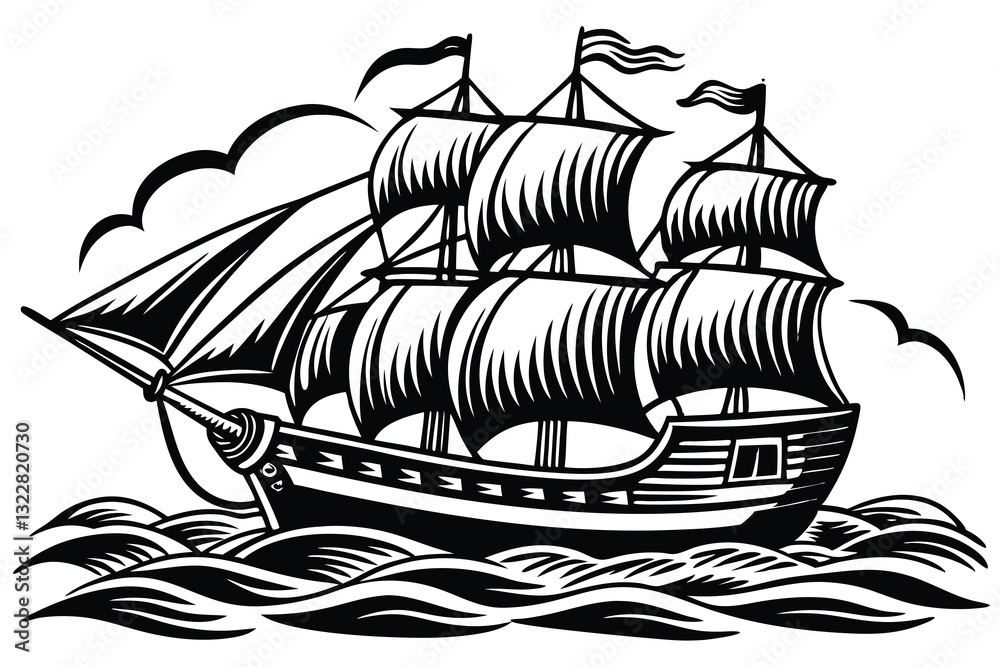 Naklejka premium boat silhouettes with white background