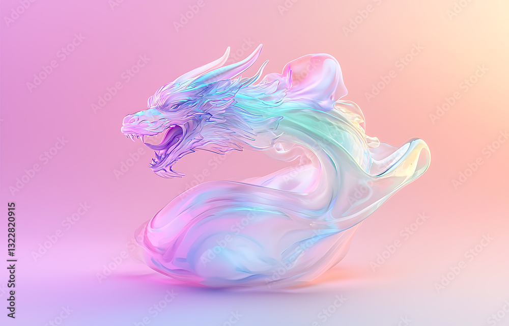 Fototapeta premium Majestic dragon illustration fantasy realm digital art ethereal environment vibrant colors mythical concept