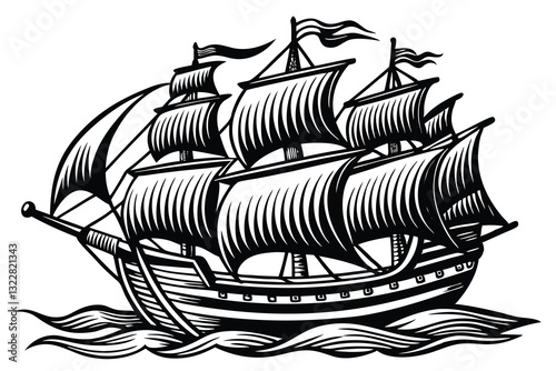 ship hand drawn Vector