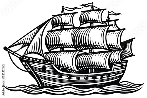 ship hand drawn Vector