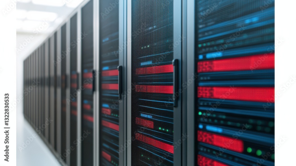 Data Center icon infographic concept. Comprehensive Data Center Infrastructure Showcasing Advanced Server and Networking Technologies