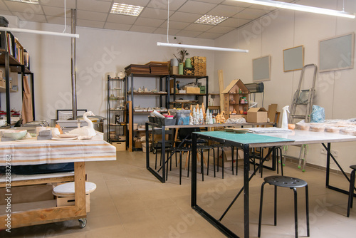 Creative studio and artist's workshop. Interior without anyone