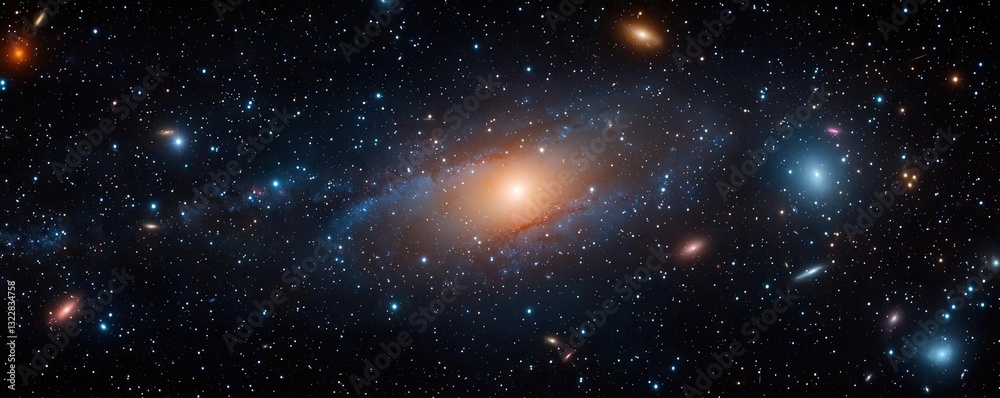 Fototapeta premium Dark sky idea. A breathtaking view of the Andromeda galaxy in a star-filled cosmos.