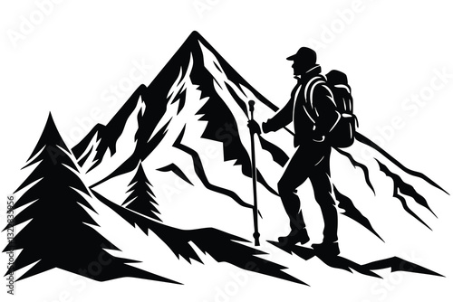 hiker mountain climber adventure silhouette