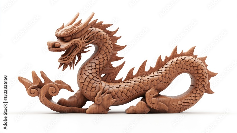 Fototapeta premium Wooden Carving of a Chinese Dragon