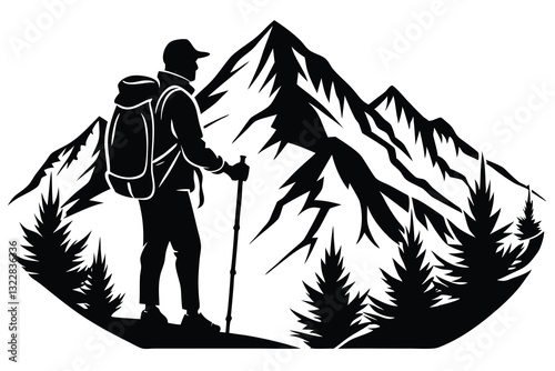 hiker mountain climber adventure silhouette