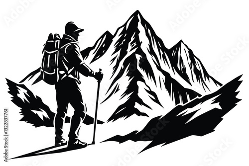 hiker mountain climber adventure silhouette