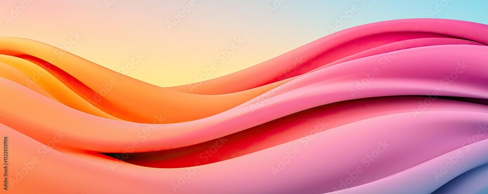 Naklejka premium Geometric pattern design abstract background concept. Vibrant abstract waves showcasing a blend of pink, orange, and blue colors.