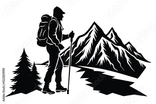 hiker mountain climber adventure silhouette