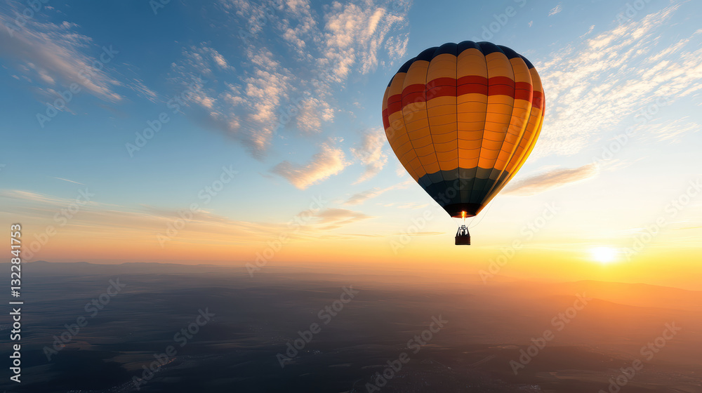vibrant hot air balloon soaring against stunning sunset sky vibrant hot air balloon soaring against stunning sunset sky