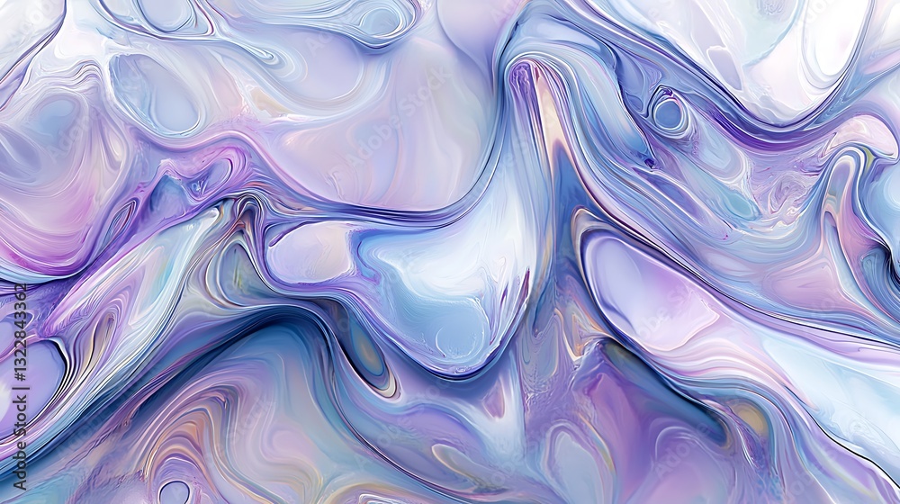 Obraz premium Abstract Fluid Art Swirls in Lavender and Blue Hues