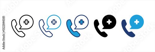 Medical Helpline Multi Style Icon Set