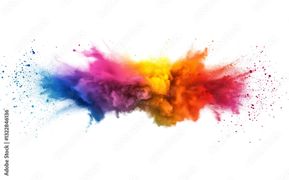 Abstract colored powder splatter isolated on transparent background Abstract colored powder splatter isolated on transparent background