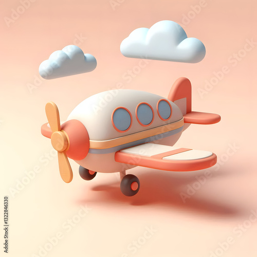Whimsical small airplane with a smooth, sleek texture.