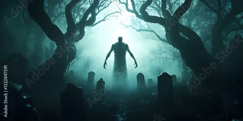 Mysterious Specter Drifting Through Foreboding Graveyard