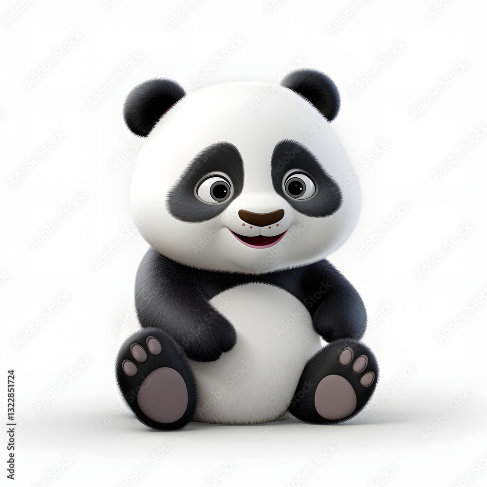 Obraz premium Digital technology 3d cute panda icon