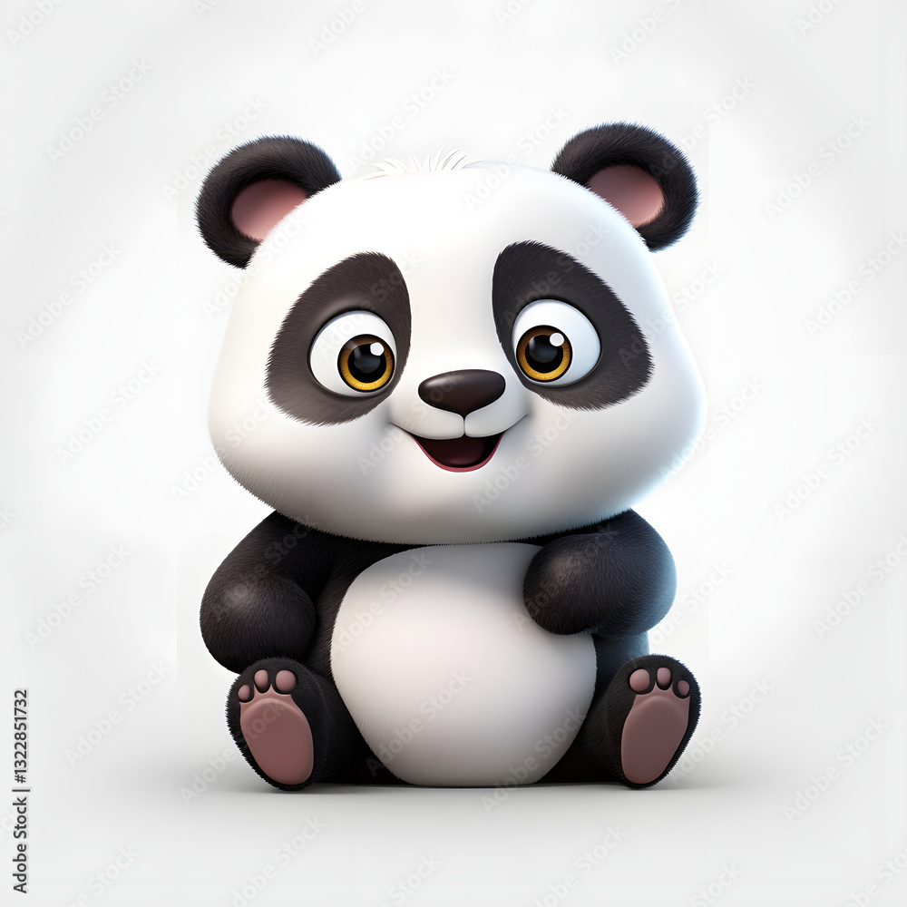 Digital technology 3d cute panda icon Digital technology 3d cute panda icon