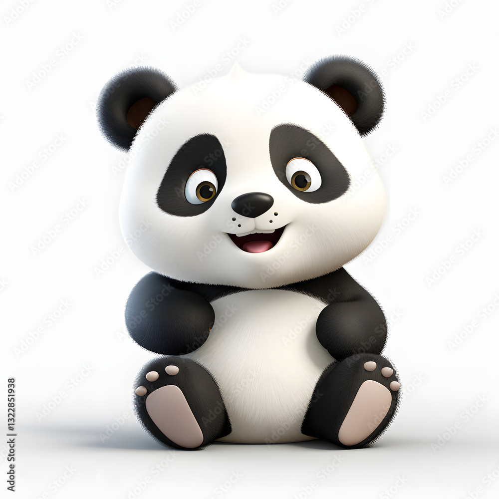 Naklejka premium Digital technology 3d cute panda icon