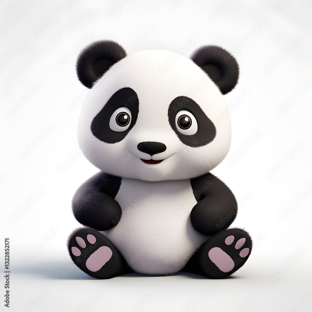 Digital technology 3d cute panda icon Digital technology 3d cute panda icon