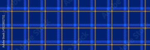 Blue and yellow gingham seamless pattern. Windowpane background texture for scarf cloth, textile design, fabric swatch, suit print. Masculine checkered tweed plaid repeating wallpaper. Vector backdrop