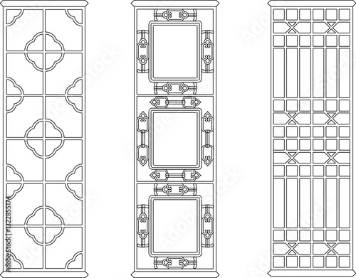 vector illustration sketch design drawing silhouette art decoration ornament partition window classic vintage ethnic traditional