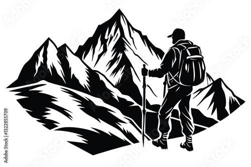 Hiker silhouette vector