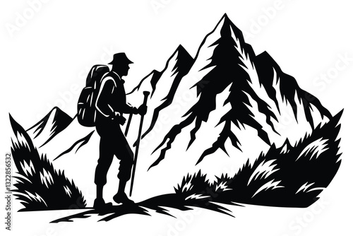 Hiker silhouette vector