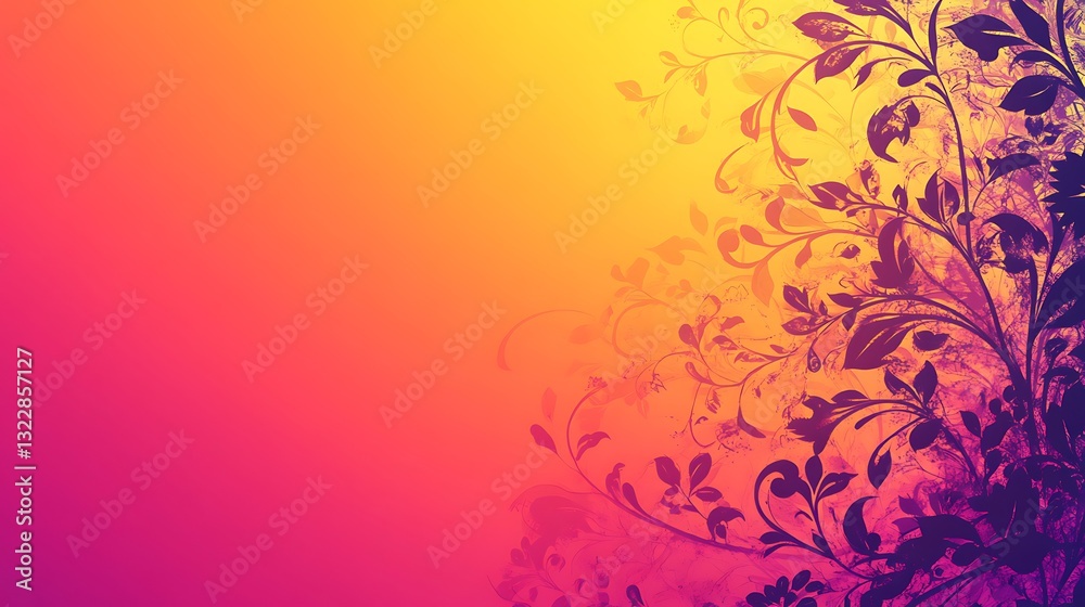 Abstract Floral Design With Warm Gradient Background Abstract Floral Design With Warm Gradient Background