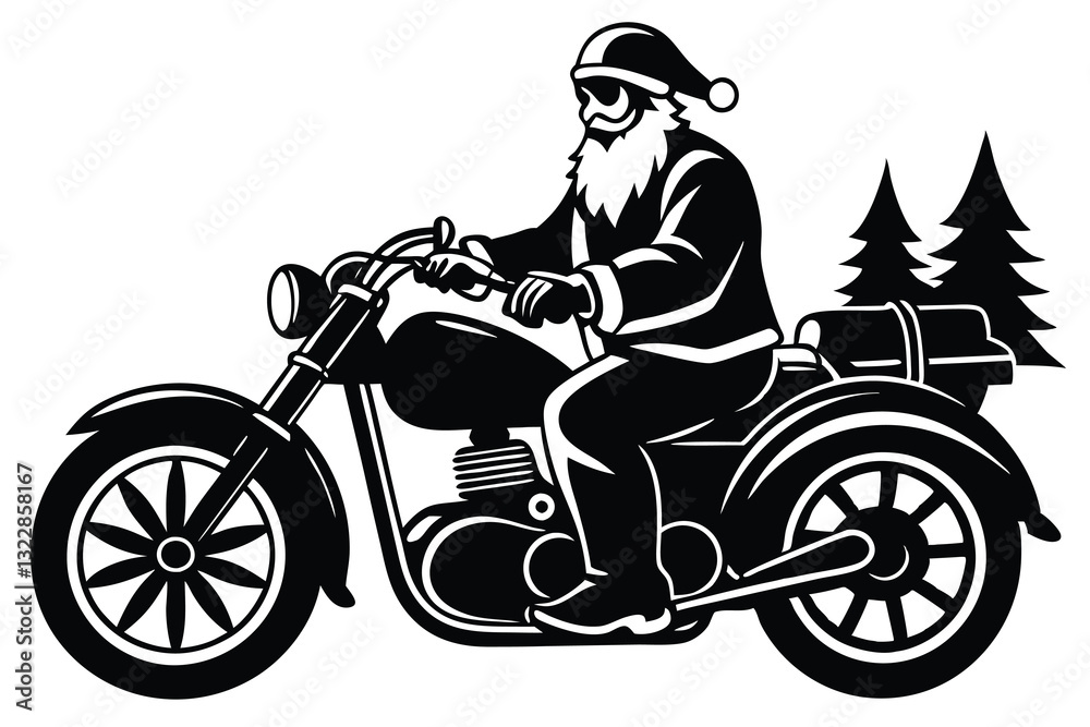 Fototapeta premium silhouette santa claus riding motorcycle