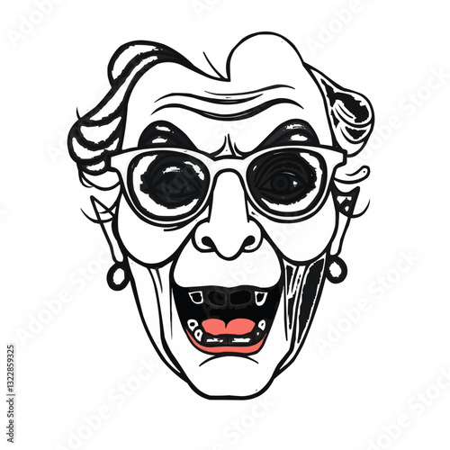 grandmother angry, vector illustration