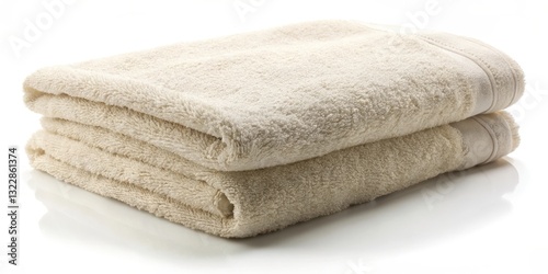 Soft and absorbent terry cloth bath towel with intricate texture and gentle folds, showcasing its plush pile on a plain white background, texture, terrycloth