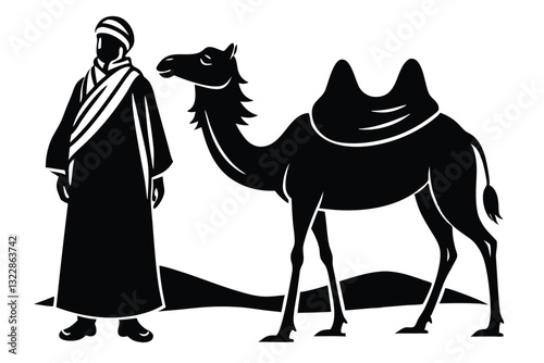 man muslim with camel Vector