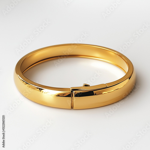 Smooth and shiny gold bangle bracelet with flawless finish embodies modern glamour and sophisticated elegance
