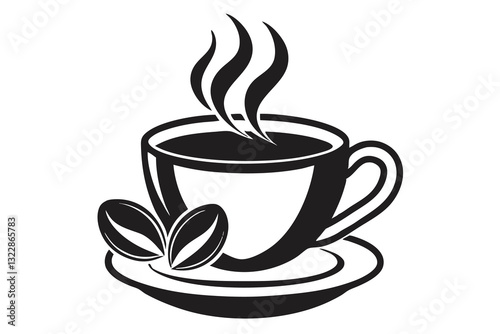 Steaming Coffee Cup Silhouette A Moment of Warmth black vactor